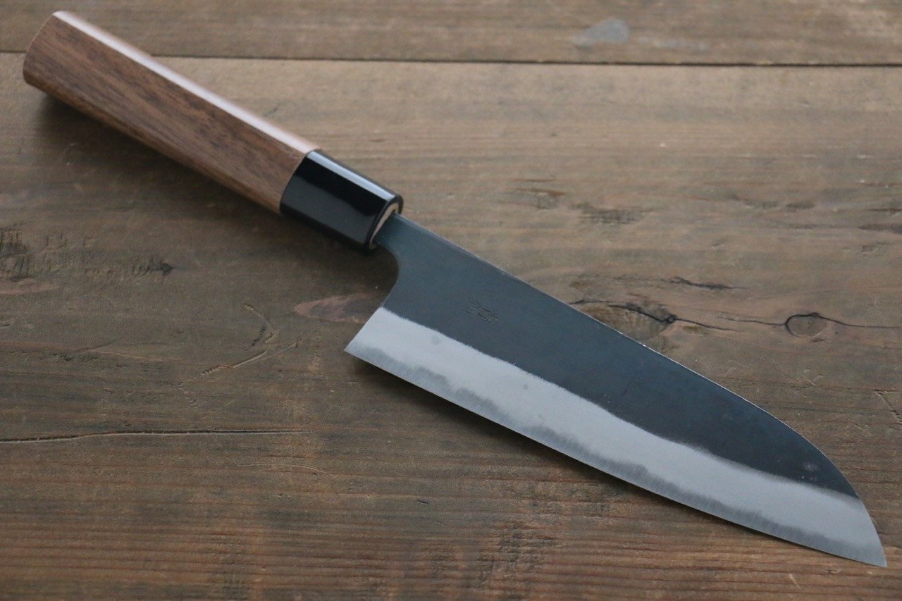 Premium Nao Yamamoto Blue Steel No.2 Kurouchi Santoku Knife 165mm - Japanese Kitchen Knife for Professional Chefs & Home Cooking, Perfect for Slicing, Dicing & Chopping Vegetables, Meat & Fish