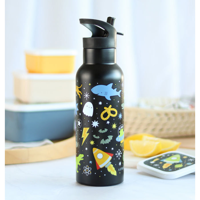A Little Lovely Company XL Stainless Steel Water Bottle with Galaxy Design - 32oz Insulated Thermos for Hot & Cold Beverages - Perfect for Gym, Hiking, Office and Travel