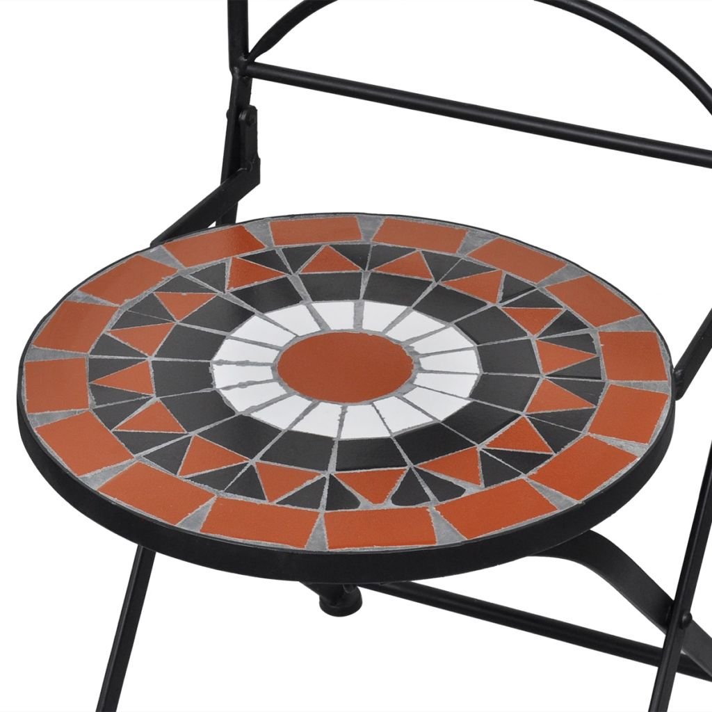3-Piece Outdoor Bistro Set - Ceramic Tile Table & Cast Aluminum Chairs - Terracotta & White Patio Dining Furniture for Garden, Yard, Deck - Antique Copper Finish - Perfect for Outdoor Entertaining, Coffee Breaks & Small Space Dining