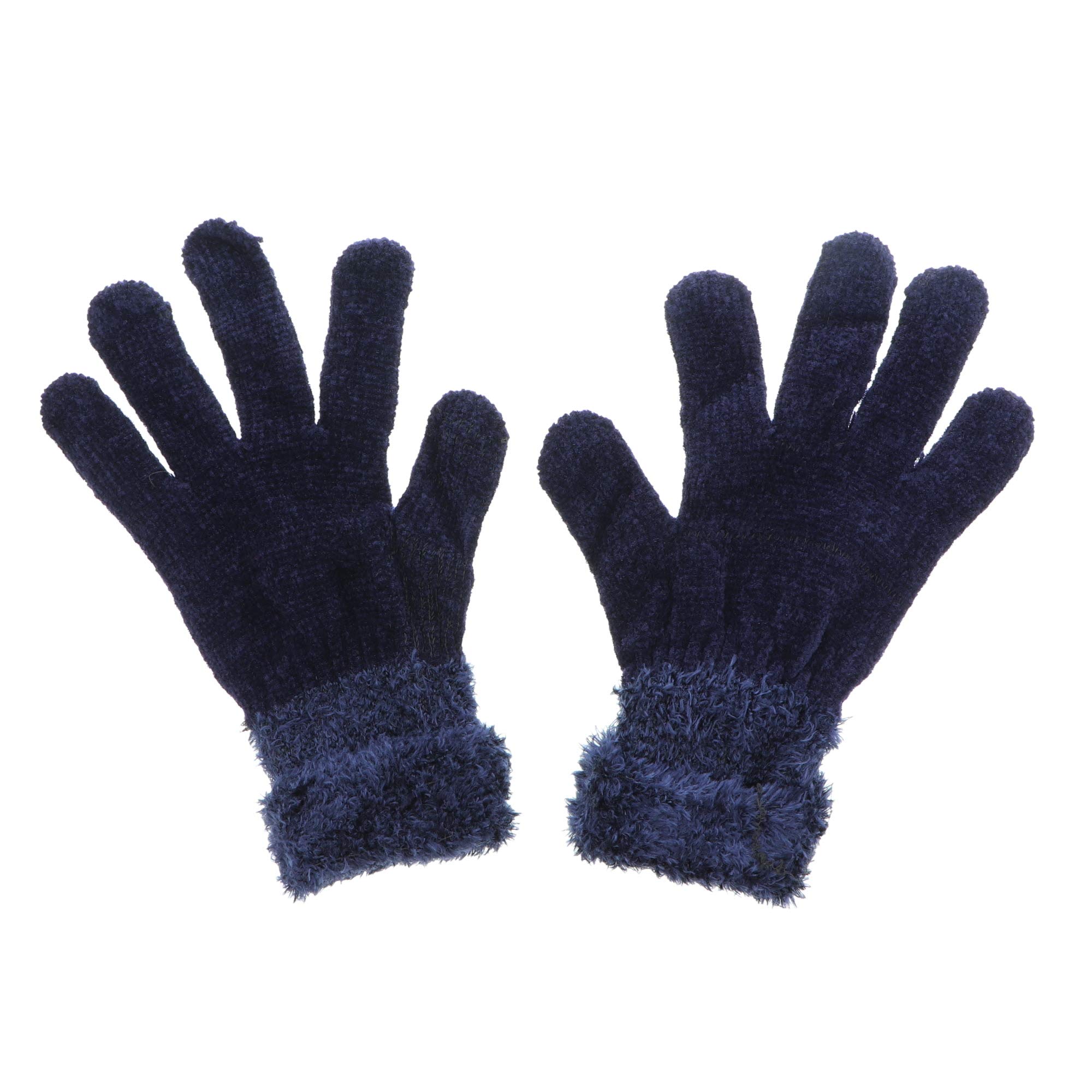Adult Chenille Gloves with Fur on Top - Warm Winter Accessories for Women & Men, Perfect for Driving, Outdoor Activities, and Cold Weather