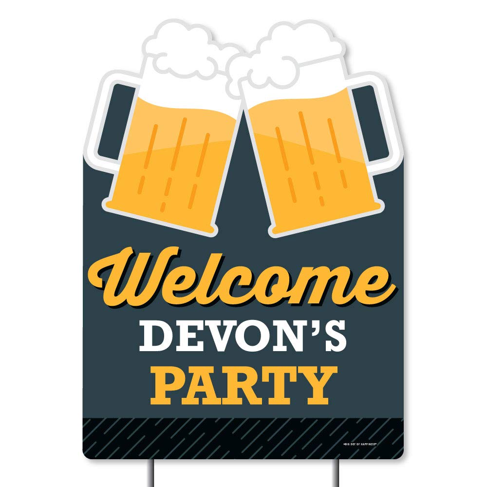 Personalized Cheers & Beers Happy Birthday Party Decorations - Custom Welcome Yard Sign for Outdoor Celebrations & Backyard BBQs
