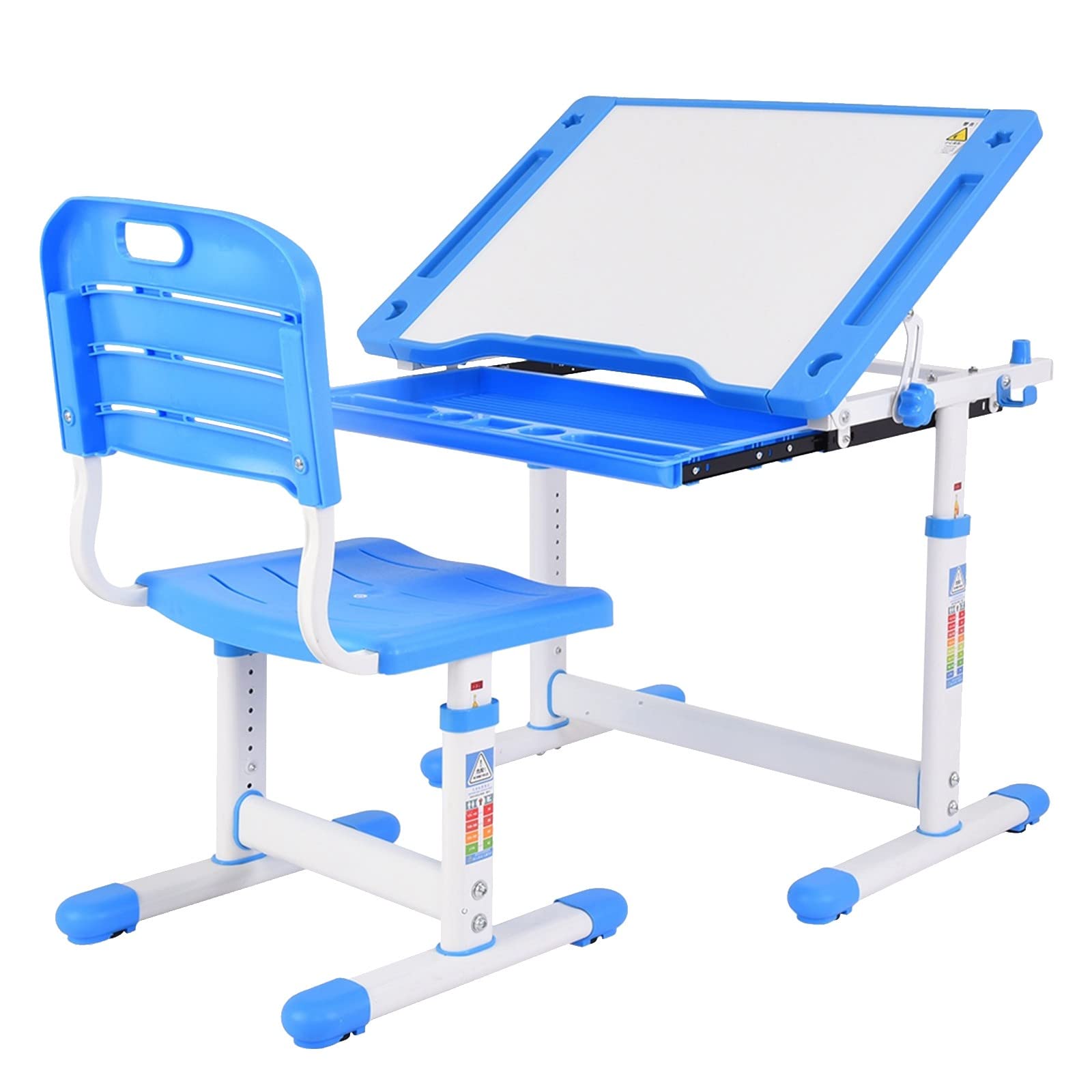 Adjustable Kids Desk and Chair Set - Ergonomic Study Desk with Tiltable Tabletop & Storage Drawer - Children's Workstation for Home & School - Perfect Writing Table for Boys & Girls - Ideal for Homework, Drawing, and Online Learning