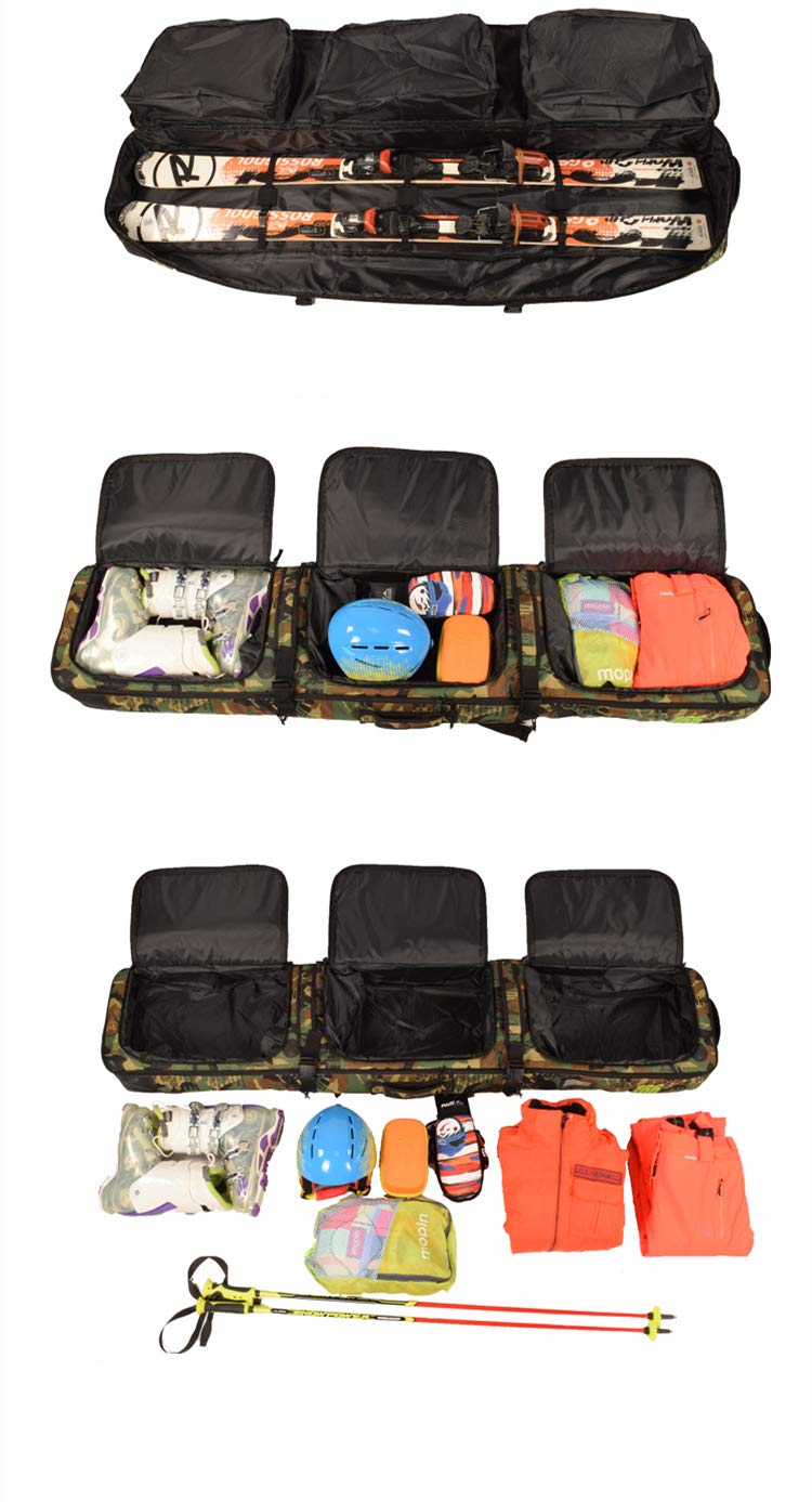 UNISTRENGH Waterproof Padded Snowboard Bag with Wheels - Large Multi-Compartment Ski Boot & Helmet Storage Bag for Travel - Perfect for Airplane, Mountain Resorts & Winter Sports Gear Protection