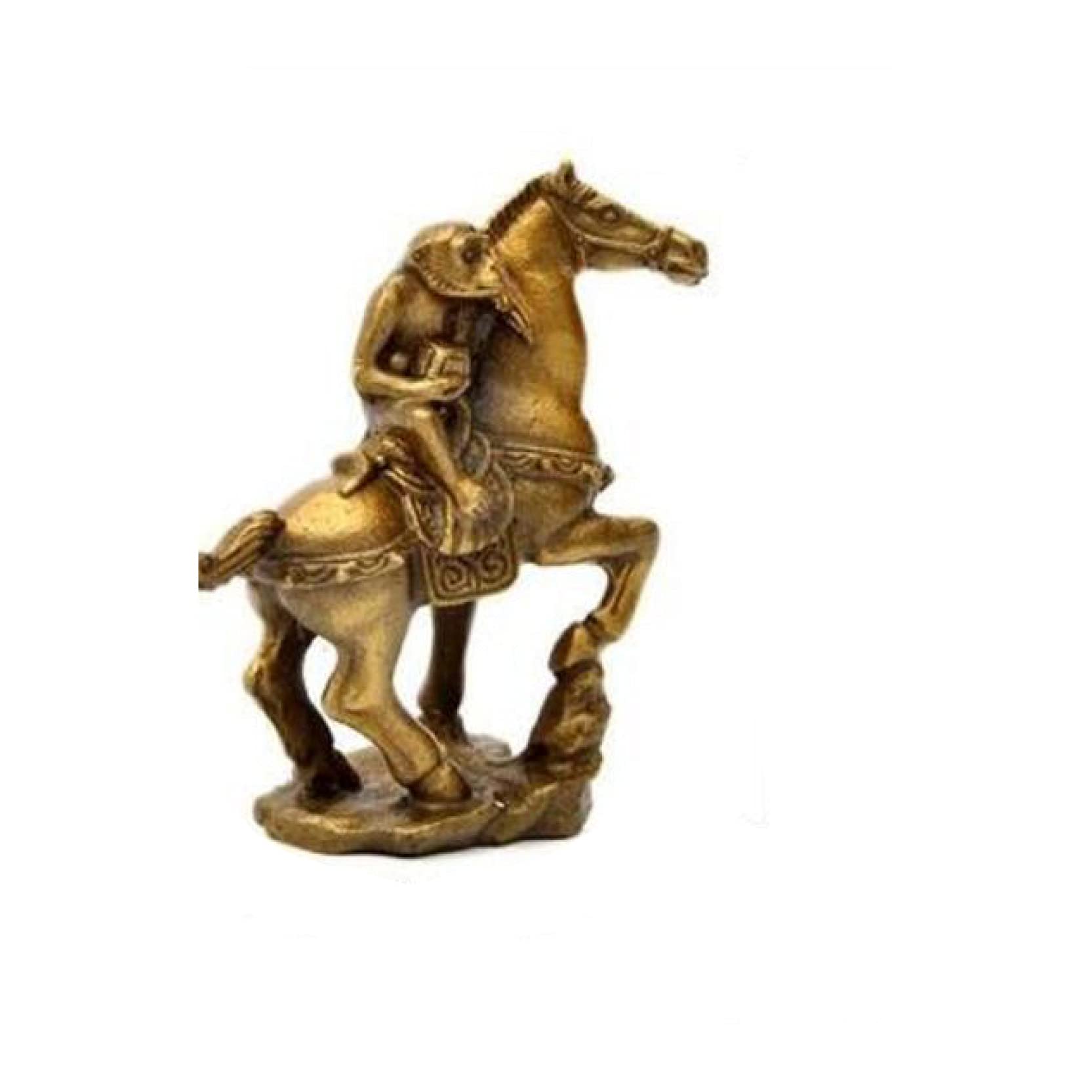 Handmade Brass Feng Shui Horse on Monkey Seal Statue - Lucky Office Decor, Unique Gift for Home & Workplace | Perfect for Desk Display, Wealth Attraction & Positive Energy