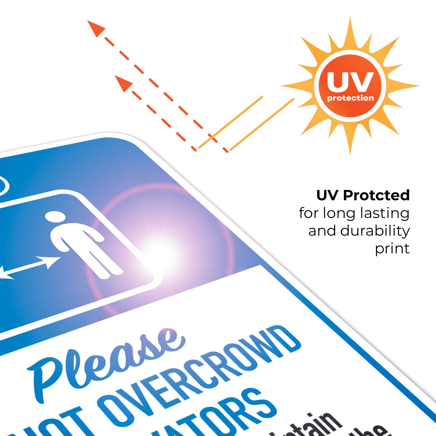 Social Distancing Elevator Sign - 18x24 Inch Rust-Free Aluminum Do Not Overcrowd Sign - Fade Resistant & Easy Mounting for Indoor/Outdoor Use - Made in USA - Perfect for Offices, Hospitals & Public Buildings