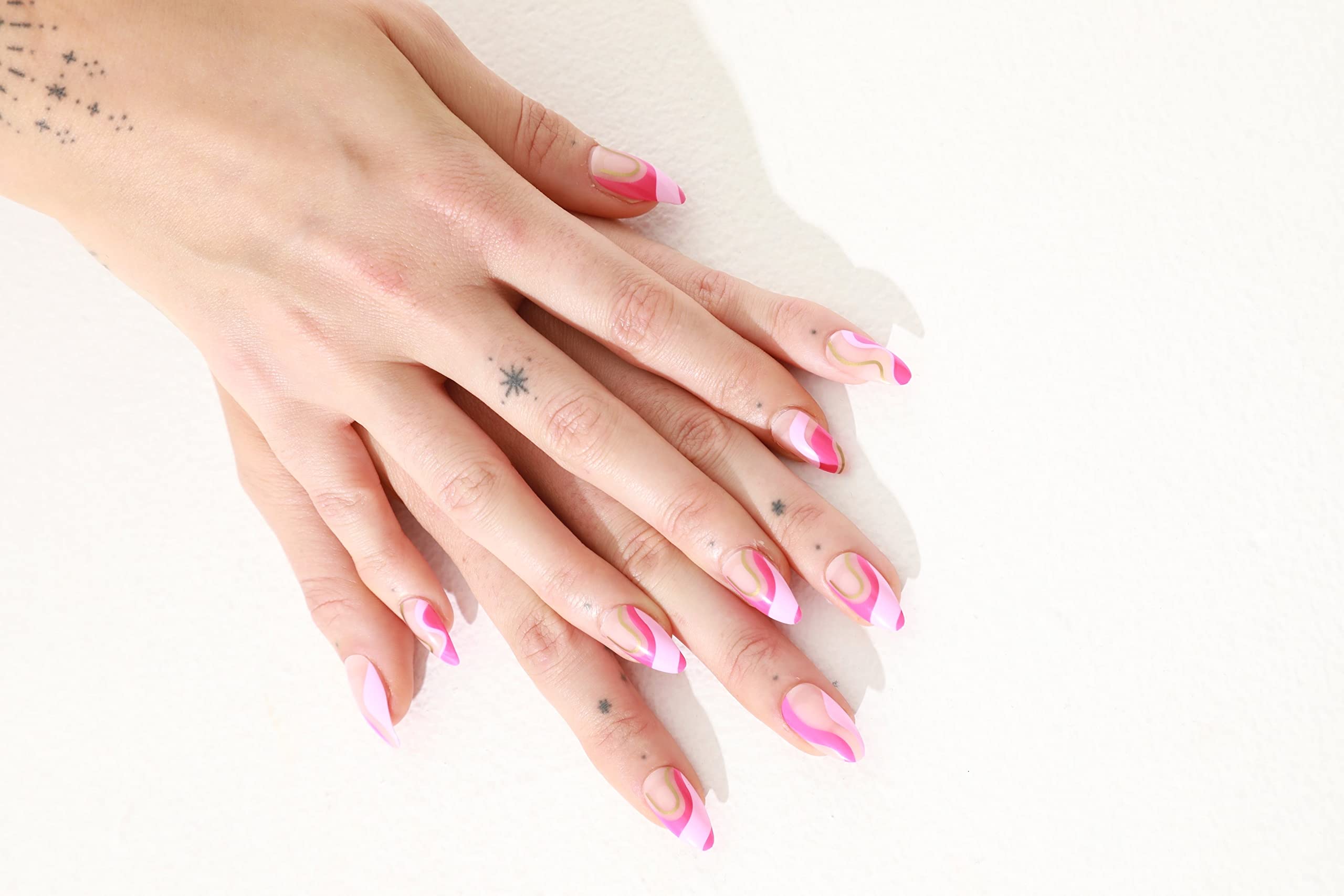 PaintLab Press-On Nails Kit - 24PCS Long Lasting Fake Nails with Glue, Nail File, Prep Pad & Cuticle Stick - Pink Sherbert Color for Salon-Quality Manicure at Home | Perfect for Parties, Weddings & Daily Wear