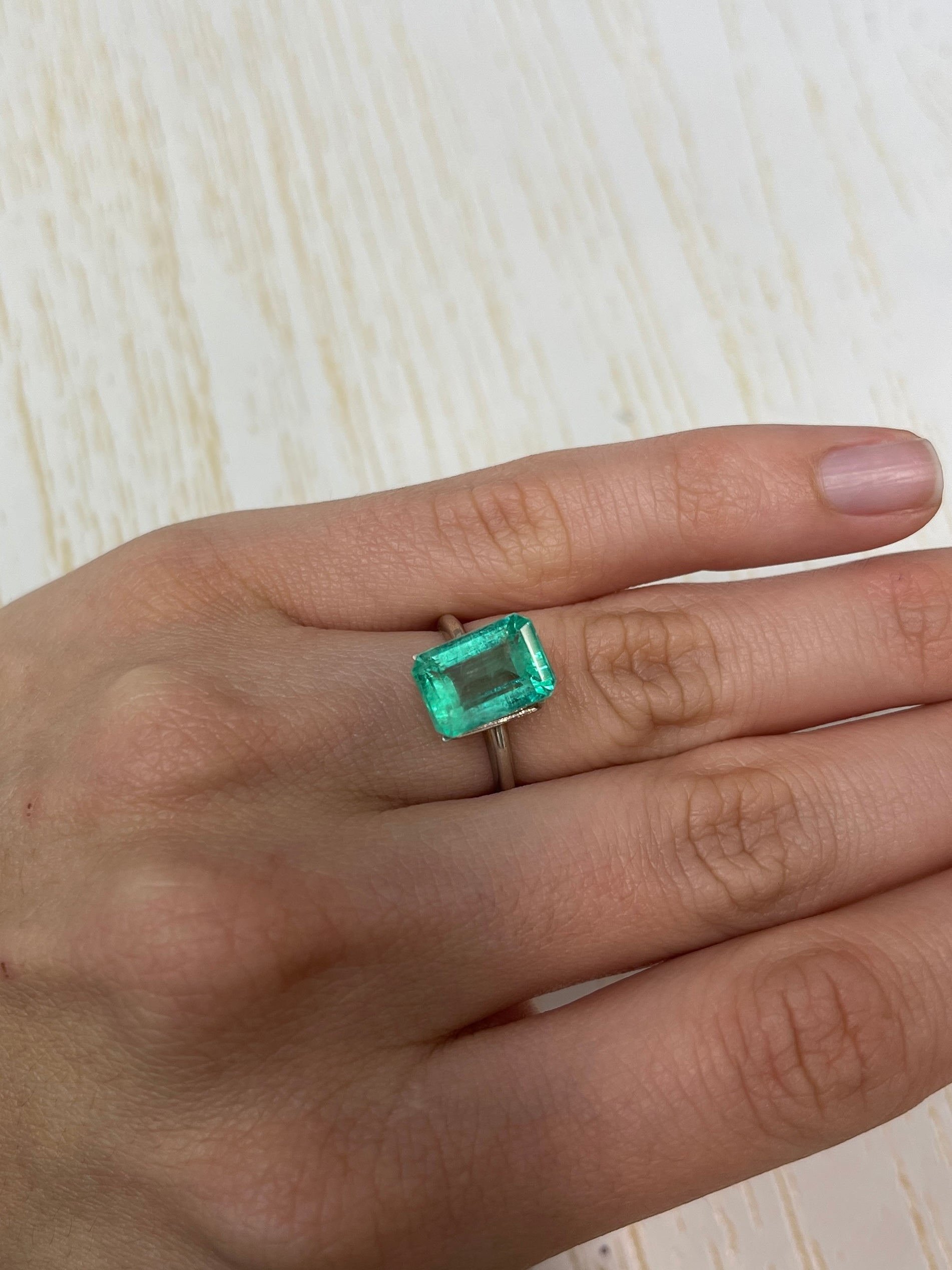5.55 Carat 12x8mm Pastel Green Natural Loose Colombian Emerald Gemstone - Emerald Cut for Jewelry Making, Engagement Rings & Luxury Gifts