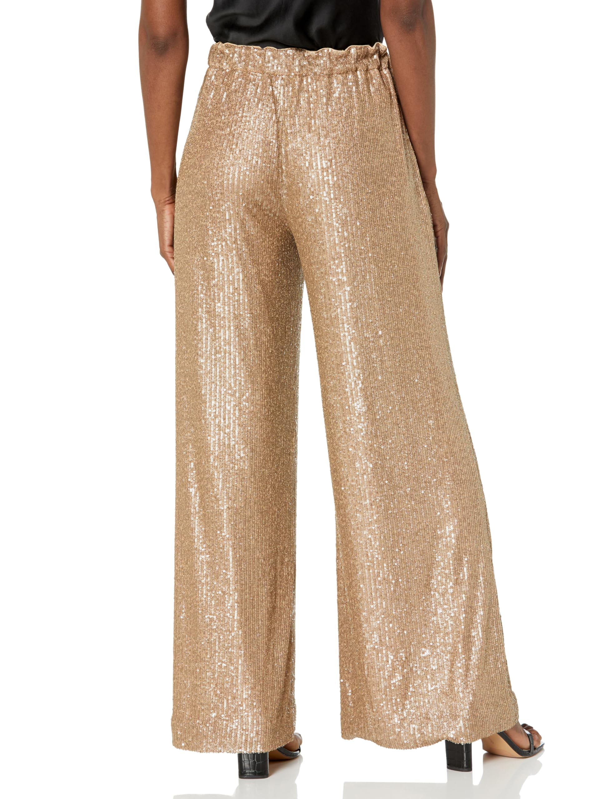 Trina Turk Women's Wide Leg Sequin Pants - Glamorous High Waist Palazzo Trousers for Party, Evening & Special Occasions