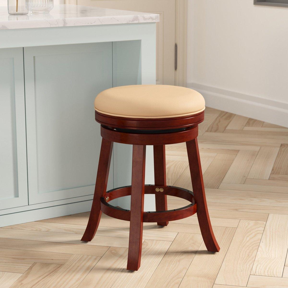 Creede Bonded Leather Backless Swivel Stool - 24