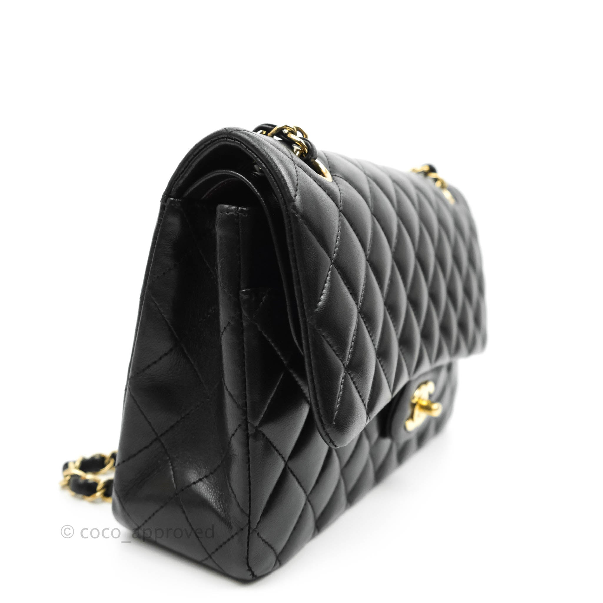 Chanel Classic Medium Double Flap Bag - Black Lambskin Leather with Gold Hardware | Luxury Handbag for Women, Perfect for Work, Evening & Special Occasions