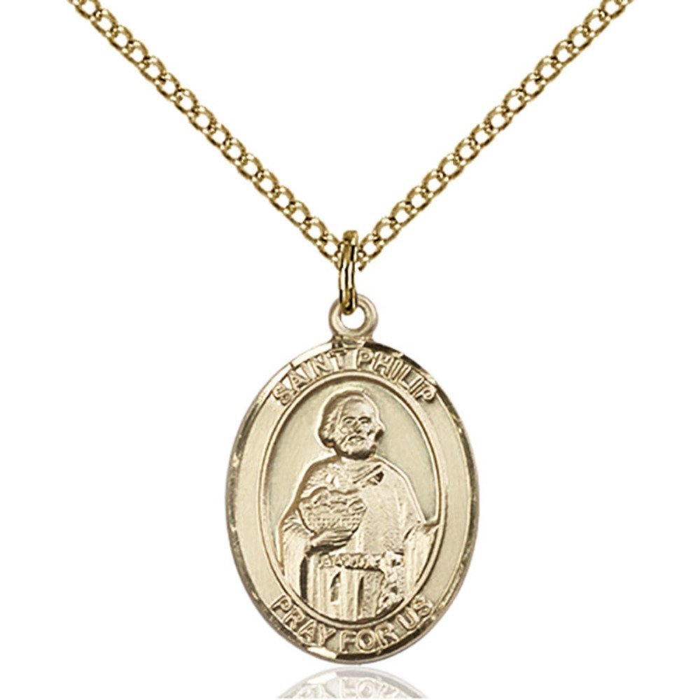 Gold Filled St. Philip Neri Religious Pendant Necklace - 3/4 x 1/2 Inch Catholic Medal with 18