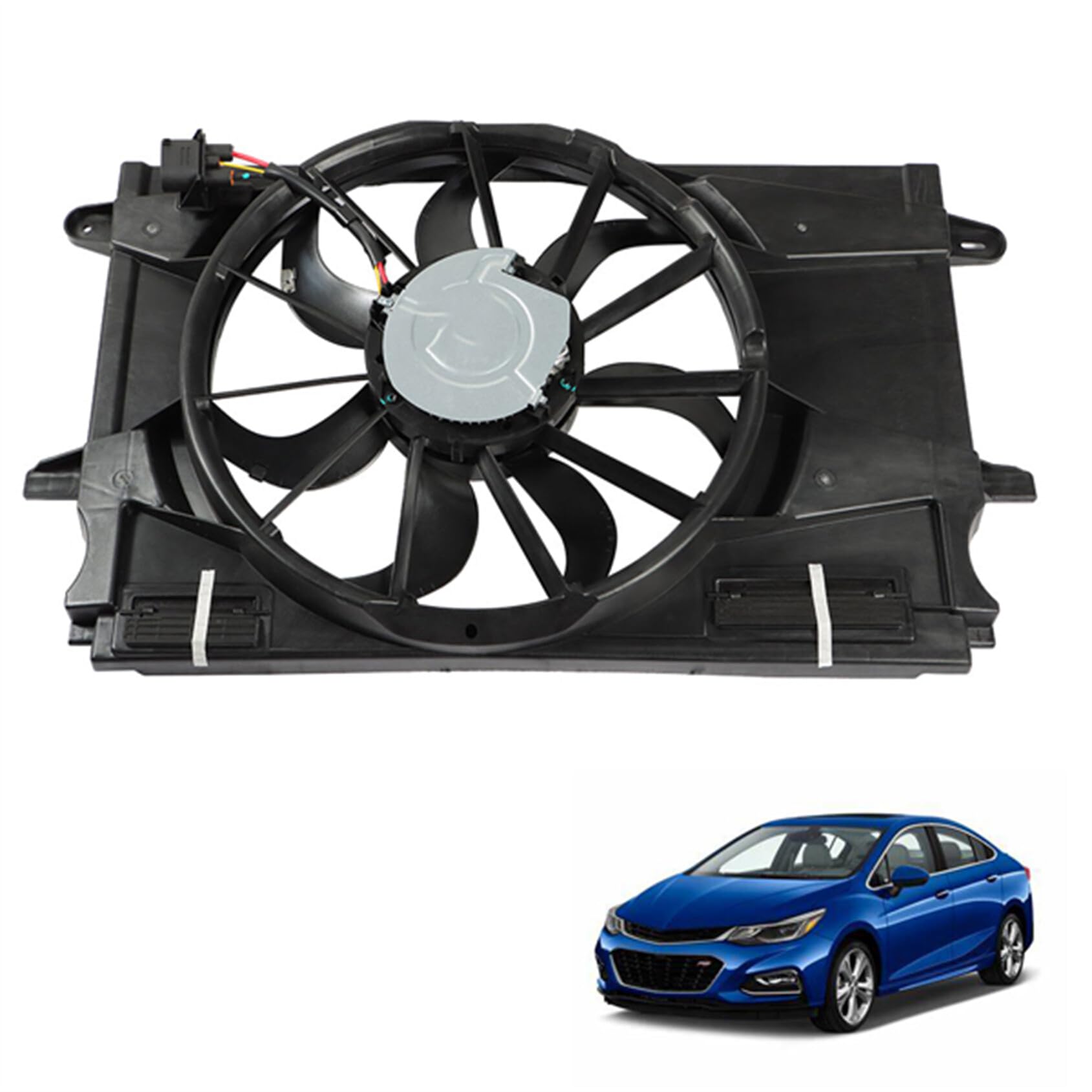 2017-2019 Chevy Cruze 1.4L Engine Radiator Cooling Fan Assembly & Condenser Replacement - OEM 39013323, GM3115303, 624140, 1581891, 39012568 - 12V Cooling System Upgrade for Better Engine Performance & Overheating Prevention