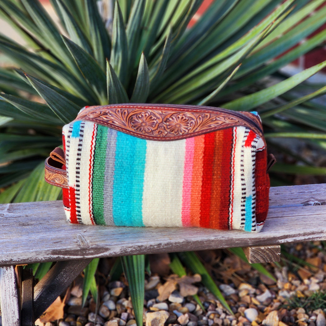 American Darling Serape Makeup Bag - Waterproof Cosmetic Organizer for Travel, Gym & Daily Use | Mexican Style Pattern Makeup Pouch