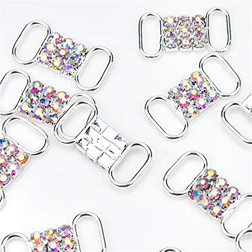 AB Rhinestone Crystal Bikini Connectors Buckle Clasps Metal Chain for Swimwear Decoration - 300pcs (AB Color) | Perfect for DIY Beachwear, Summer Fashion & Swimsuits