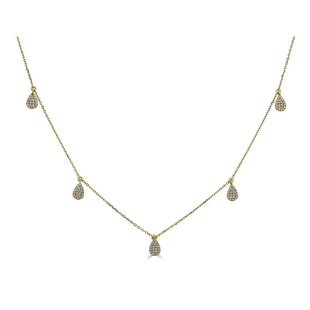14K Gold 0.25 CTW Diamond Pear Pendant Necklace for Women - Elegant Pear-Shaped Jewelry Gift for Anniversary, Birthday & Special Occasions