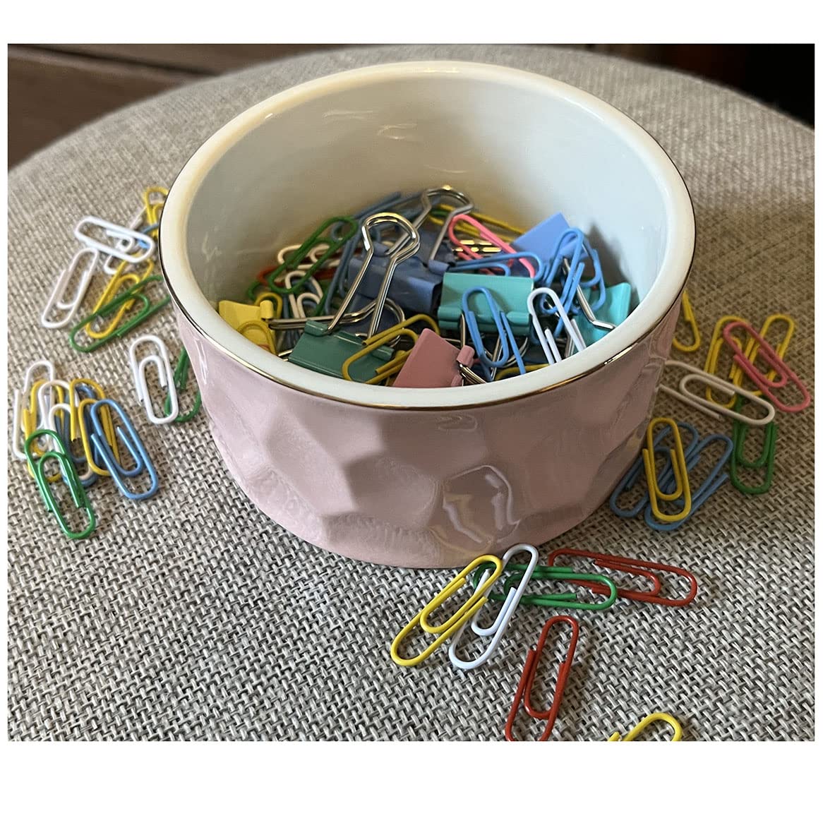 Ceramic Paper Clip Holder & Dispenser - Pink Office Desk Organizer for Binder Clips, Stationery & Office Supplies | Perfect for Home, Office & School Workspaces