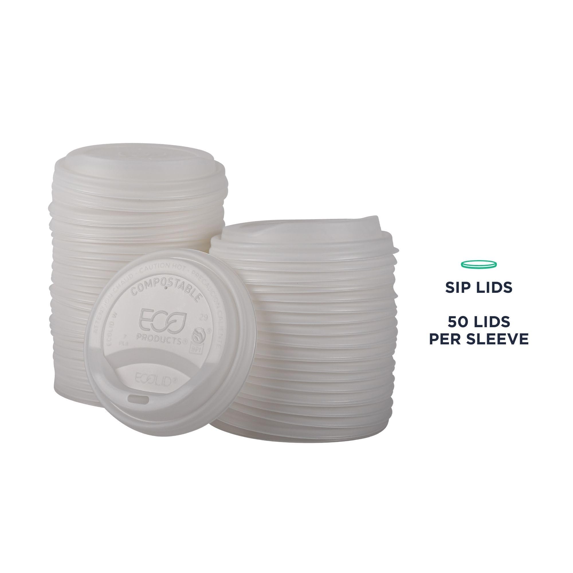 Eco-Friendly Compostable Coffee Cup Lids - 800 Count Case, White EcoLid for 10-20oz Hot Cups | PLA Plant-Based Renewable Material | ASTM & BPI Certified | Perfect for Coffee Shops, Offices & Eco-Conscious Events