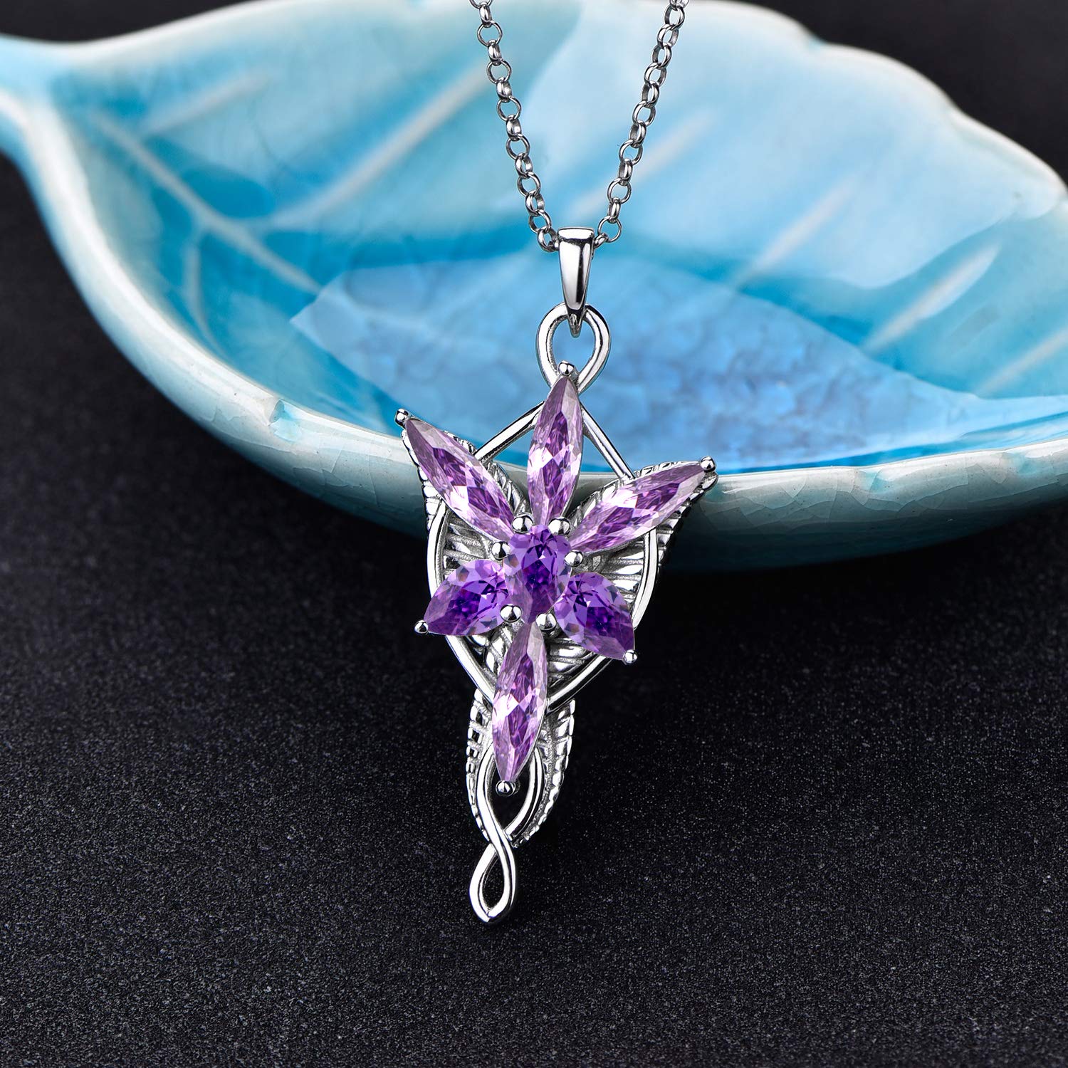 JO WISDOM Arwen Evenstar Necklace - 925 Silver LOTR Jewelry with CZ for Women | Elvish Gift & Cosplay