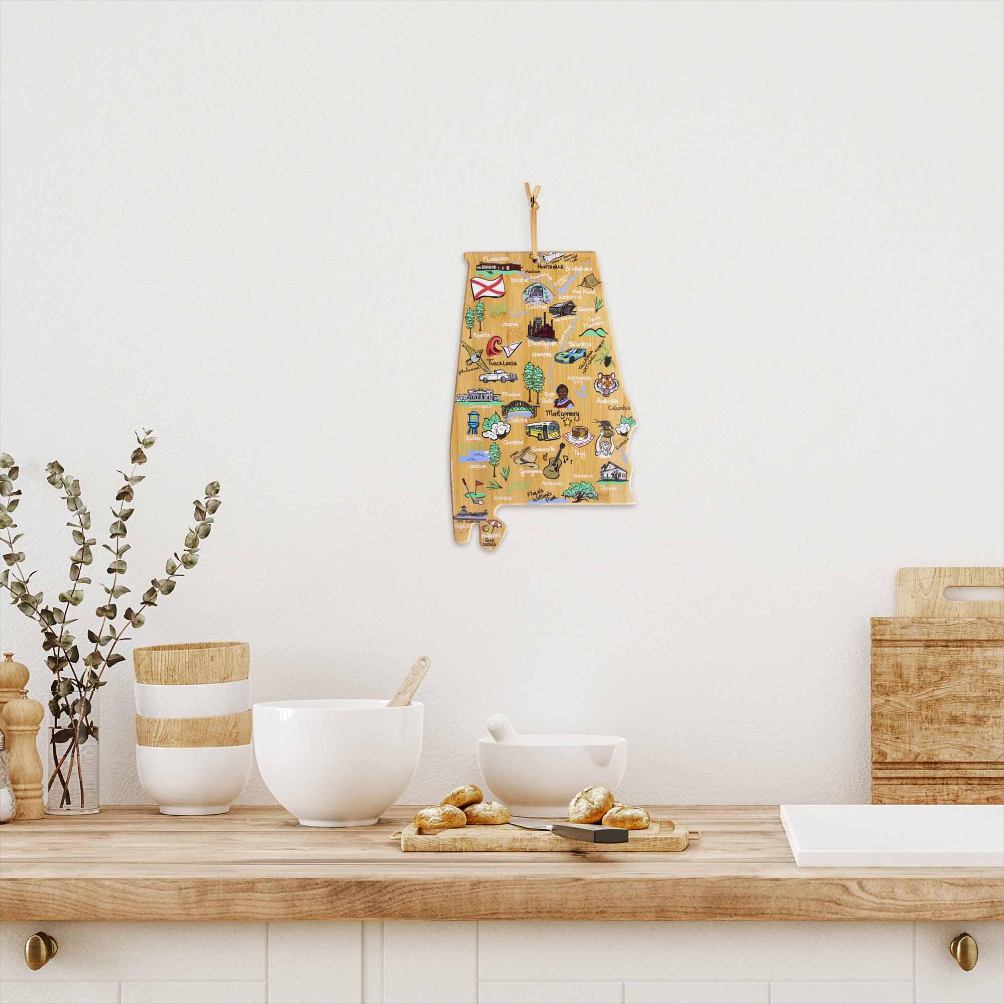 Premium Alabama Wood Cutting Board with Fish Kiss™ Artwork - Durable Kitchen Chopping Board for Meat, Vegetables & Cheese - Perfect for Home Cooking & Gift Giving
