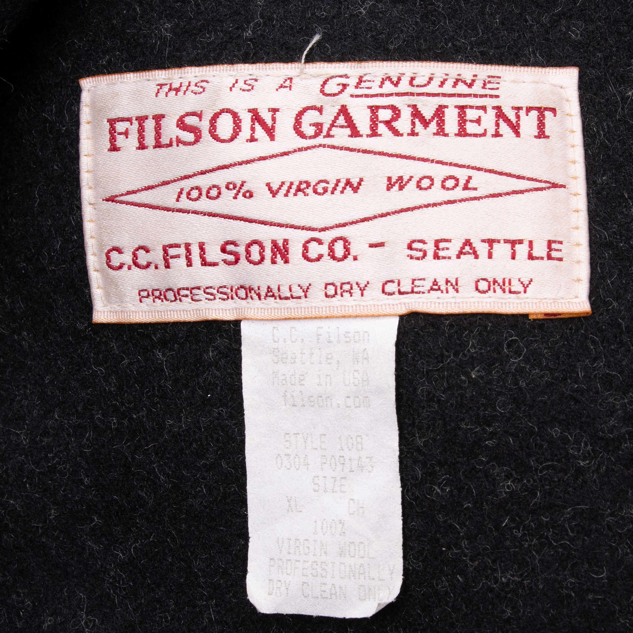 Vintage CC Filson Weekender Miles Breaker Black Wool Coat XL 2000s Made in USA - Classic Outdoor Jacket for Hiking, Camping & Cold Weather Adventures