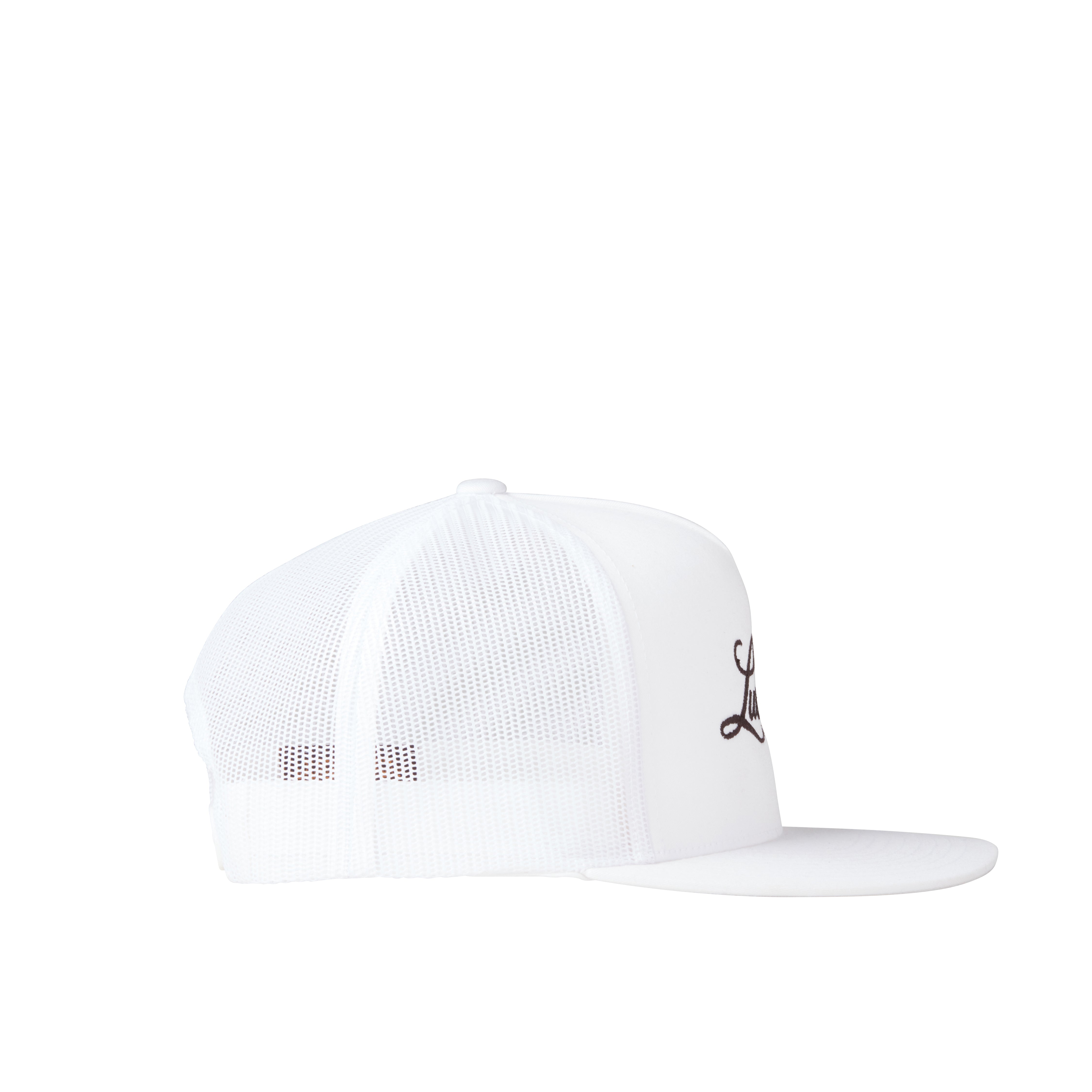 Lucchese Script Trucker Hat - Adjustable Snapback Baseball Cap for Men & Women - Stylish White Cowboy Hat for Outdoor, Rodeo & Casual Wear