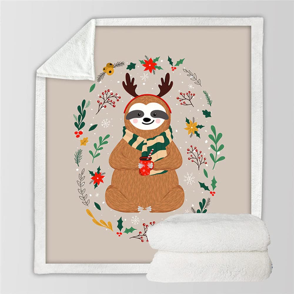 Soft Cartoon Sloth Plush Blanket - 51.6