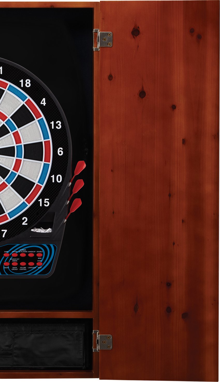 Premium Viper Metropolitan Solid Wood Dartboard Cabinet with Electronic Dartboard - Ready-to-Play Bundle Includes 2 Sets of Soft-Tip Darts & Integrated Storage - Multiple Stain Options for Home Game Room, Man Cave or Bar Entertainment
