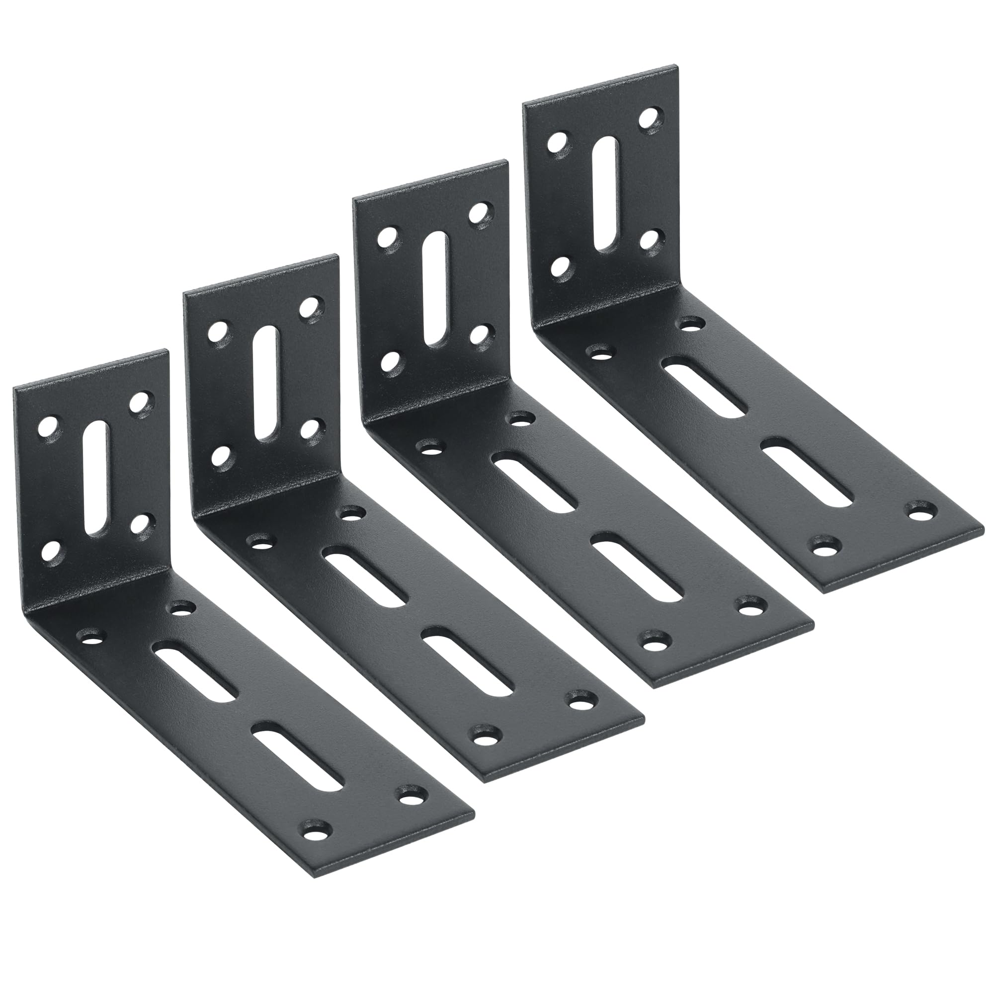 Heavy Duty Black Floating Shelf Brackets - 120x60mm L-Shaped Wall Mount Corner Braces for Wooden Shelves, Pack of 4 - Perfect for Home Office, Kitchen & Bathroom Storage Organization