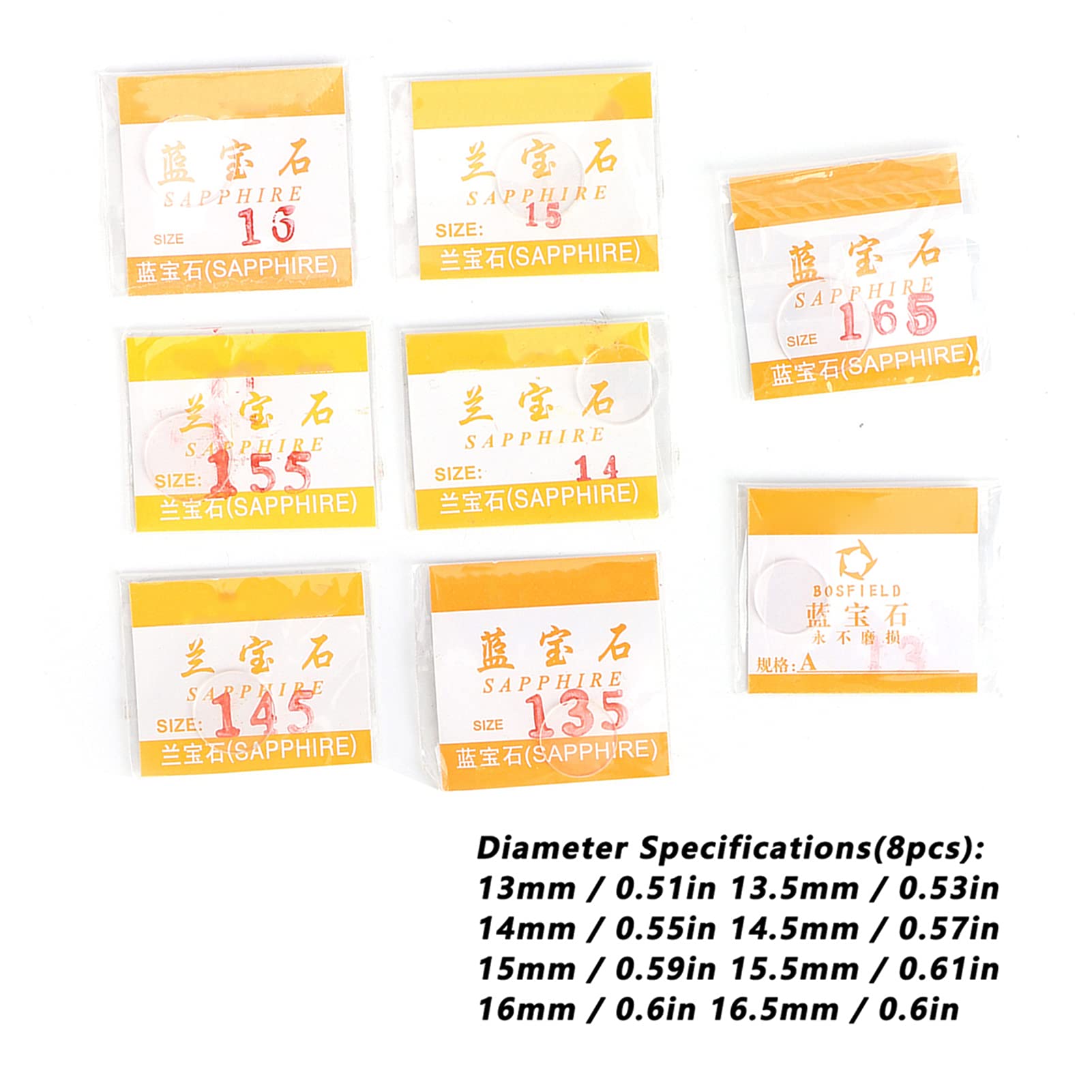 Sapphire Watch Glass Replacement - 8Pcs Durable Watch Crystal Repair Kit for Mechanical Watches | Perfect for Watchmakers, Jewelers & DIY Enthusiasts | Watch Repair Tool & Maintenance Accessories