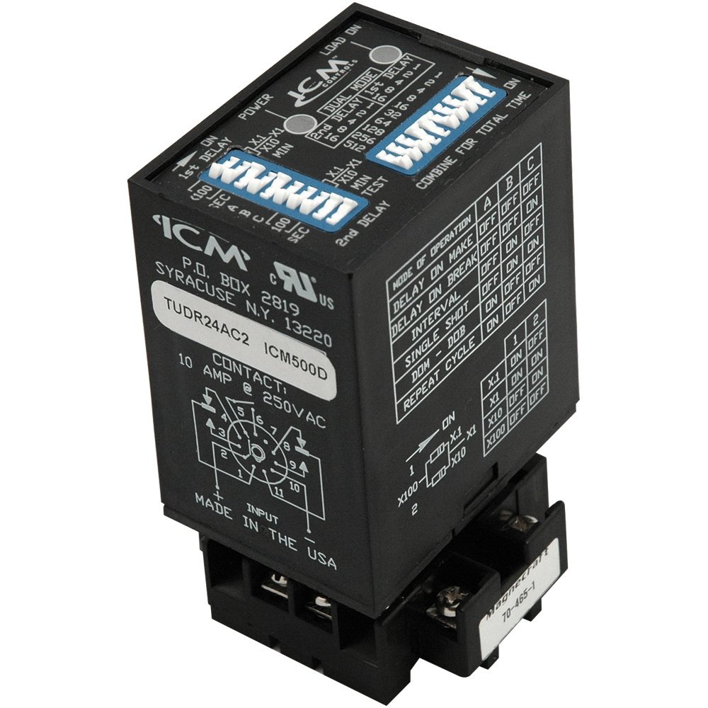 ICM Controls ICM504 Multi-Mode Timer Switch Set - 24V DC Input for HVAC, Industrial Automation & Electrical Control Systems