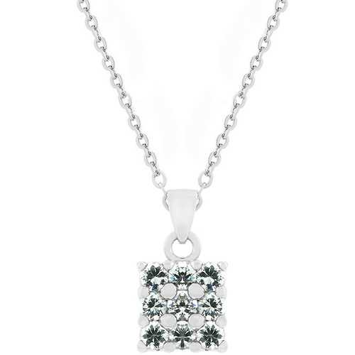 Elegant Dual Cubic Zirconia Square Pendant Necklace - Perfect for Women's Fashion Jewelry & Special Occasions