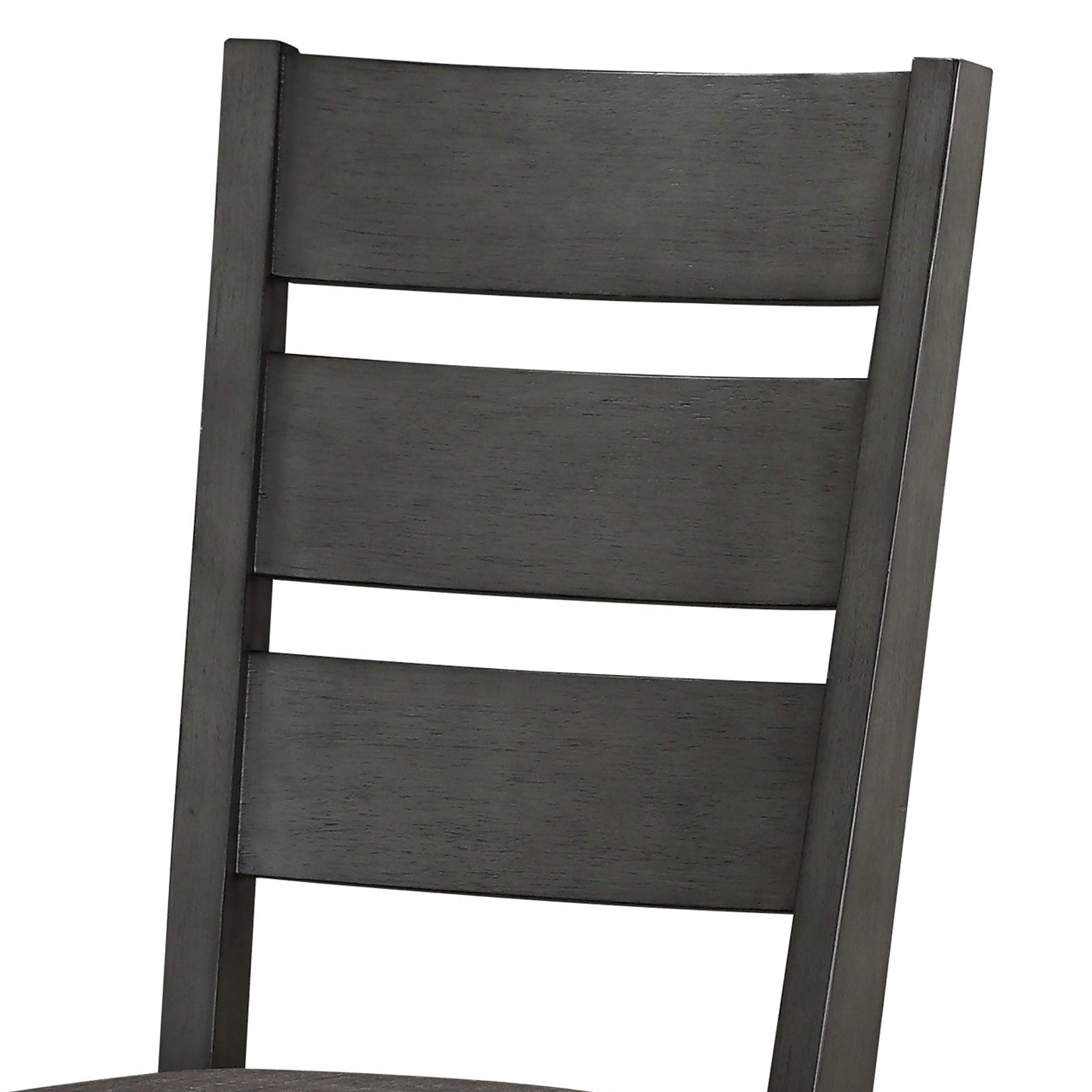 Benjara Transitional Wooden Side Chair with Fabric Padded Seat & Ladder Backrest - Gray - Perfect for Dining Room, Kitchen, or Home Office