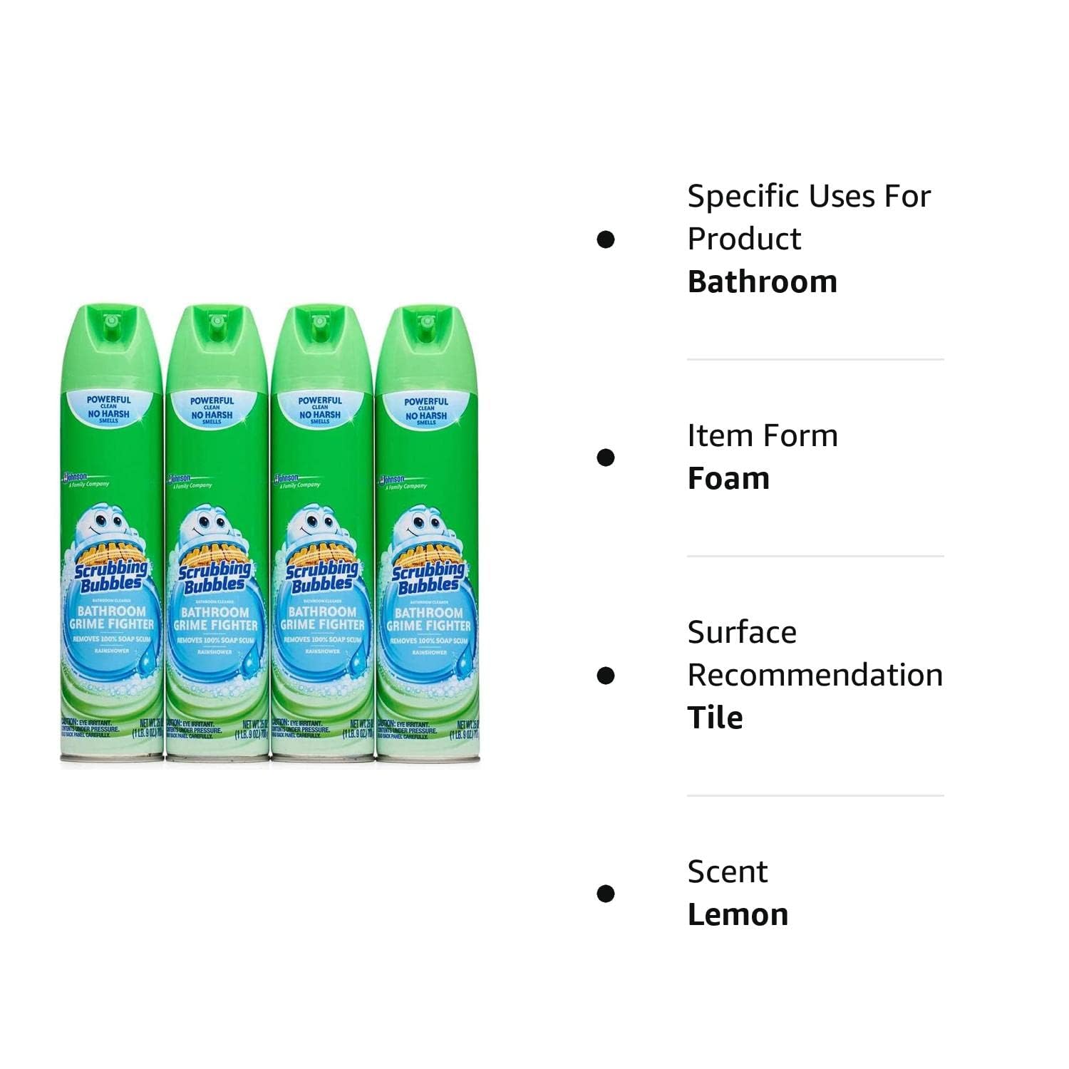Scrubbing Bubbles Disinfectant Bathroom Cleaner Spray - Kills 99.9% Germs - Fresh Scent - Pack of 4 - Ideal for Toilets, Showers, Sinks & Bathtubs