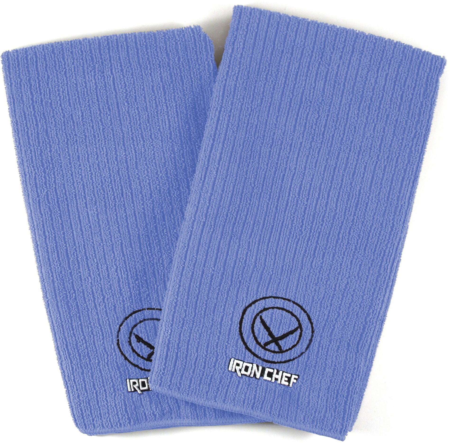 Iron Chef Blue 100% Polyester Kitchen Towel Set of 2 - Super Absorbent & Quick Drying Dish Cloths for Cooking, Cleaning & Dish Drying - Perfect for Kitchen, Restaurant & Home Use