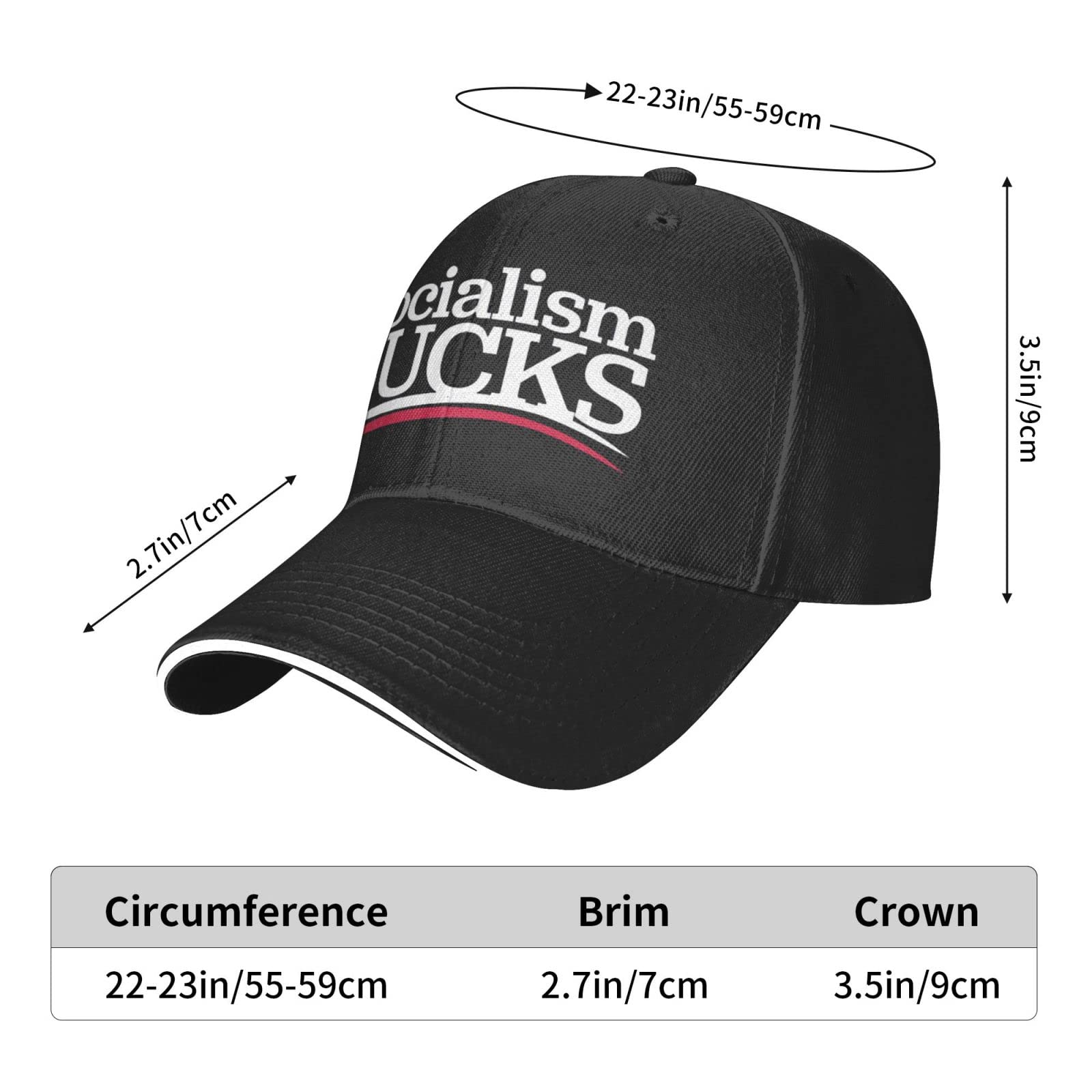 Socialism Sucks Baseball Cap - Adjustable Trucker Hat for Golf & Outdoor Activities - Custom Black Snapback for Men & Women - Perfect for Sports, Casual Wear & Political Statements