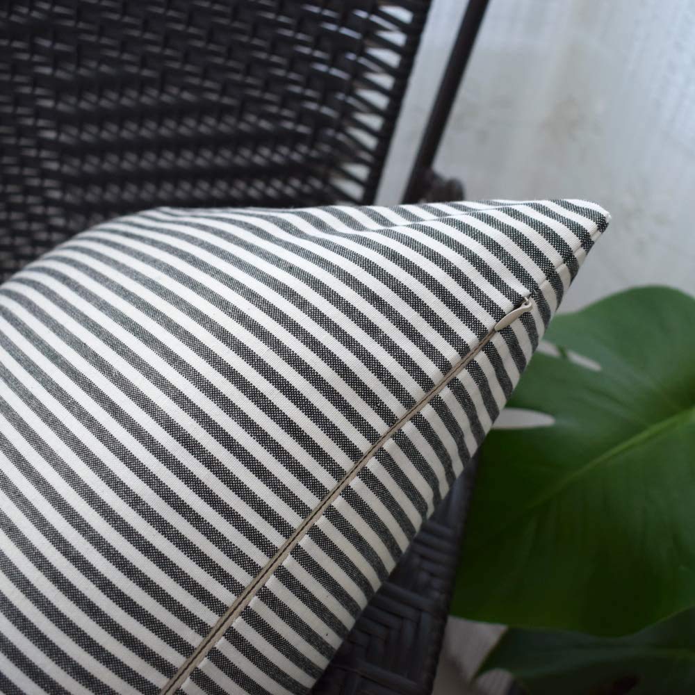 HOPLEE Farmhouse Pillow Covers 16x16 Inch - Black Buffalo Check & Stripe Throw Pillow Covers Set of 4 - Cozy Living Room Decor for Sofa, Couch, Bedroom (Home & Office Use)