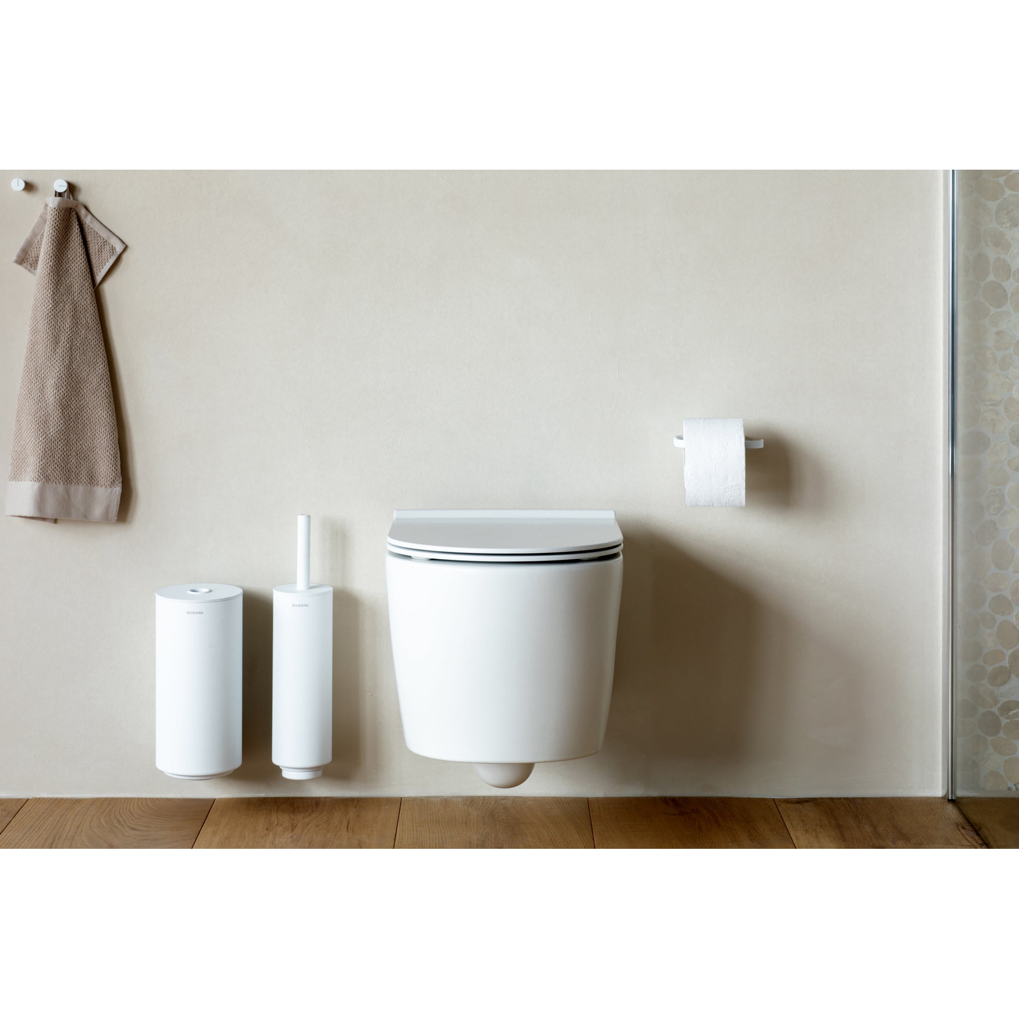 MindSet Toilet Brush and Holder Set - Mineral Fresh White with Silicone Head - Bathroom Cleaning Essentials for Home and Office Use
