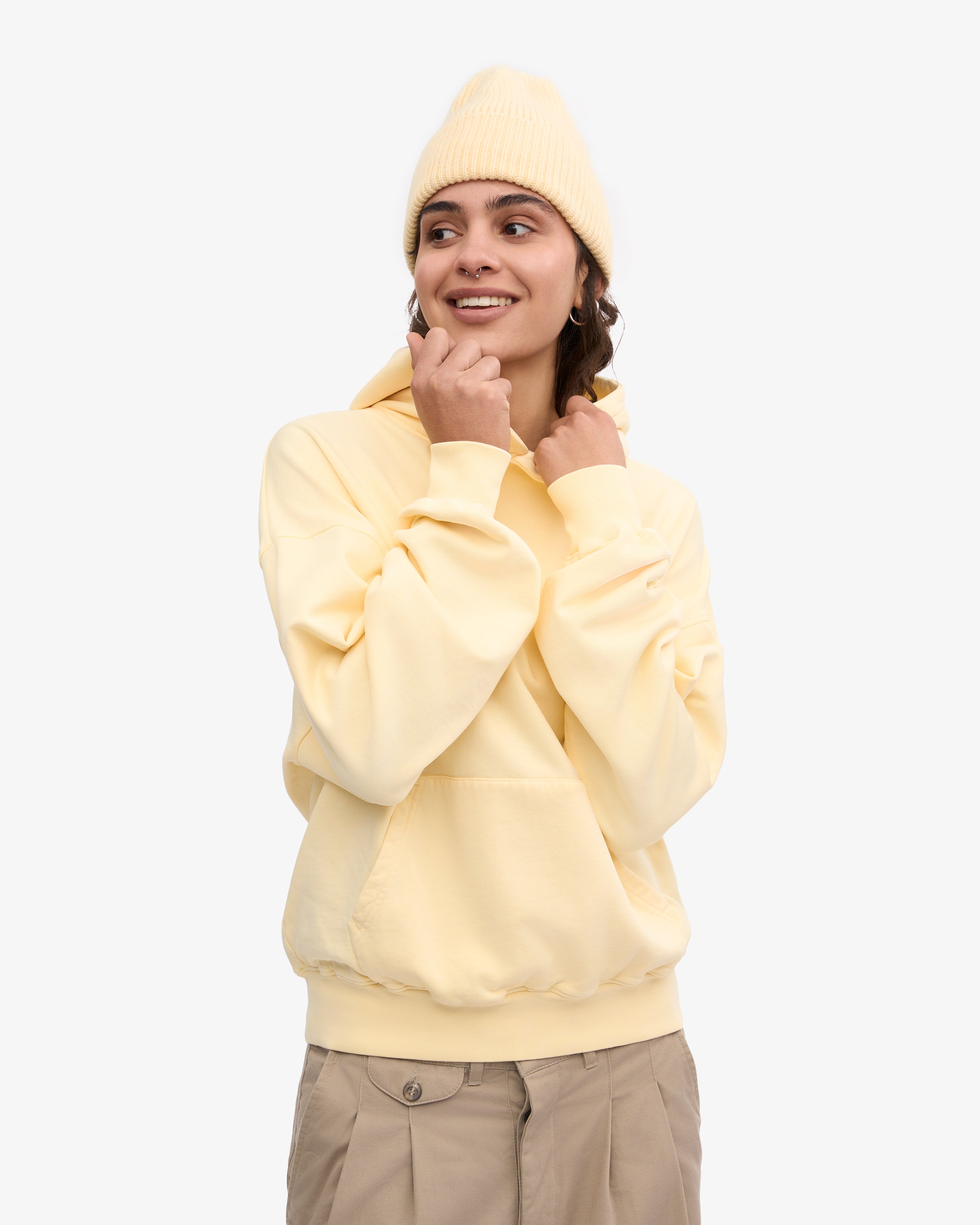 Organic Oversized Hoodie - Soft Yellow Unisex Pullover for Men & Women | Cozy Loungewear, Casual Streetwear, and Winter Layering