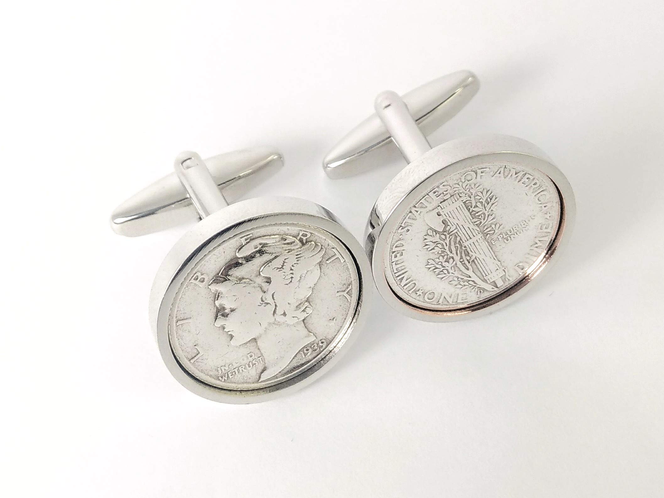 Genuine 1946 Coin Cufflinks - Rhodium Plated Vintage Birthday Gift for Men - Perfect 1946 Birthday Present, Anniversary & Father's Day Gift Idea
