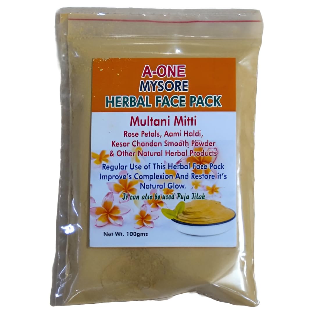 **Mysore Kavery Sandal Herbal Face Pack with Multani Mitti, Rose Petals & Kesar Chandan – 100g | Natural Clay Mask for Glowing Skin | Perfect for Acne, Oily Skin & Detox**    *(Use Case: Ideal for daily skincare routine, spa treatments, and deep cleansing to achieve radiant, blemish-free skin.)*