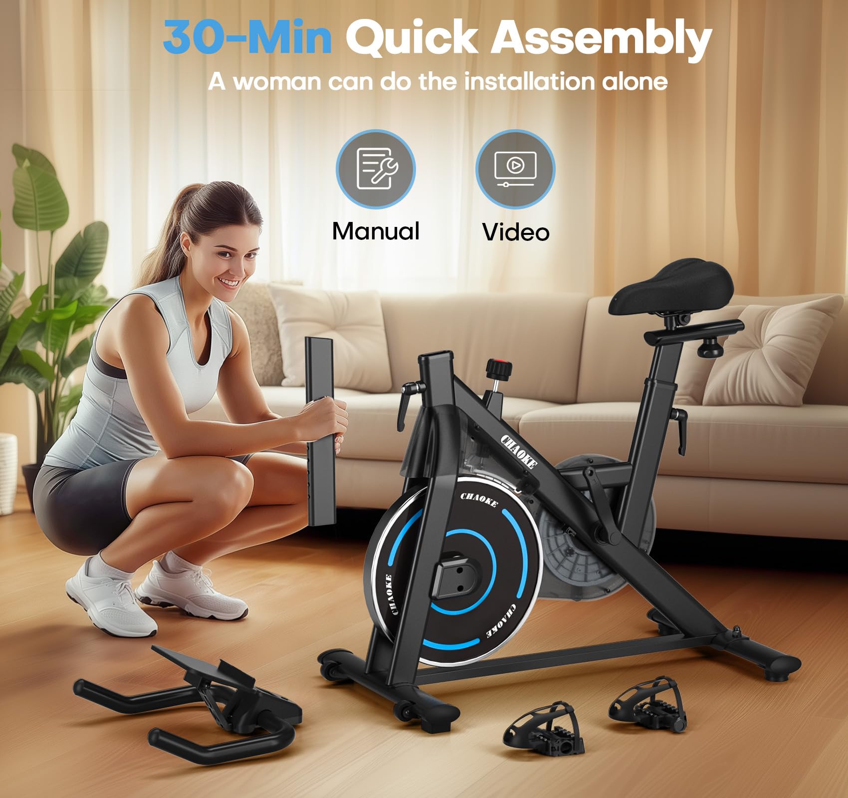 Best Magnetic Resistance Exercise Bike for Home - Silent Belt Drive Indoor Cycling Bike with 350lbs Weight Capacity, LCD Monitor & Tablet Holder - Perfect for Home Gym, Cardio Workouts & Fitness Training