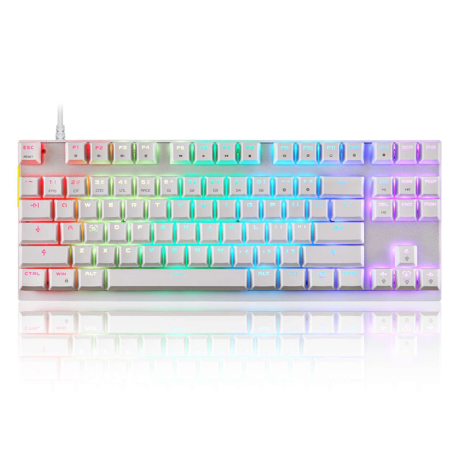 Motospeed Professional 87-Key RGB Backlit Mechanical Gaming Keyboard with Blue Switches - Compact Wired Keyboard for Windows PC Gamers, Perfect for FPS, MOBA, and Esports Gaming