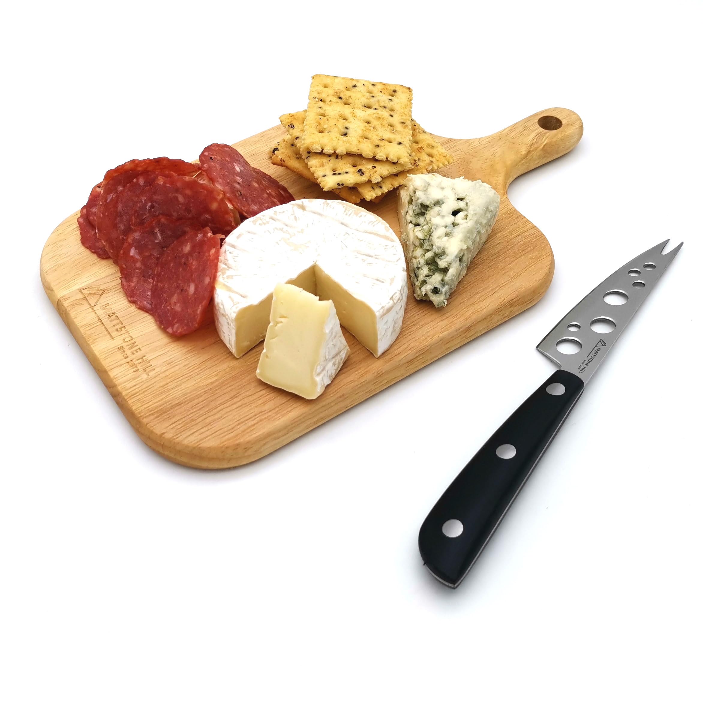 MATTSTONE HILL Small Wooden Cutting Board - Mini Cheese & Charcuterie Serving Board with Natural Texture - Perfect for Entertaining, Kitchen Use & Wall Décor - Made of Durable Rubber Wood