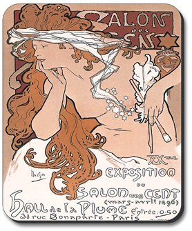 Alphonse Mucha Art Plates - Vintage Salon Mouse Pad for Computer & Office Decor | Perfect for Home, Office & Gift Giving