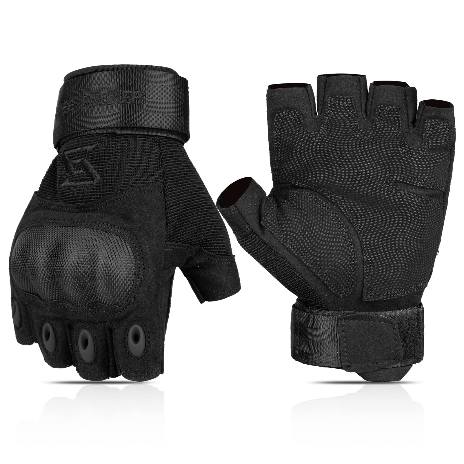 FREE SOLDIER Men's Fingerless Outdoor Gloves - Tactical Motorcycle Gloves for Cycling, Hiking, Camping & Climbing - Durable Airsoft & Paintball Gloves - Perfect for Adventure Sports & Outdoor Activities