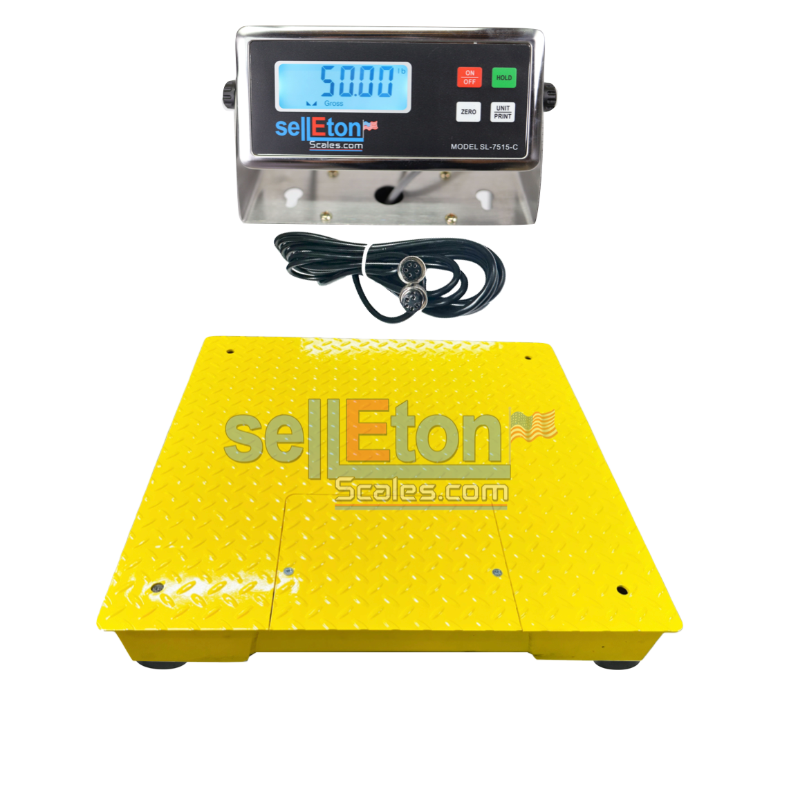 SellEton SL 700 4x4 Heavy Duty Floor Scale - 48 x 48 Inch Platform - Multi Pack Commercial Digital Weighing Scale for Warehouses, Shipping & Industrial Use