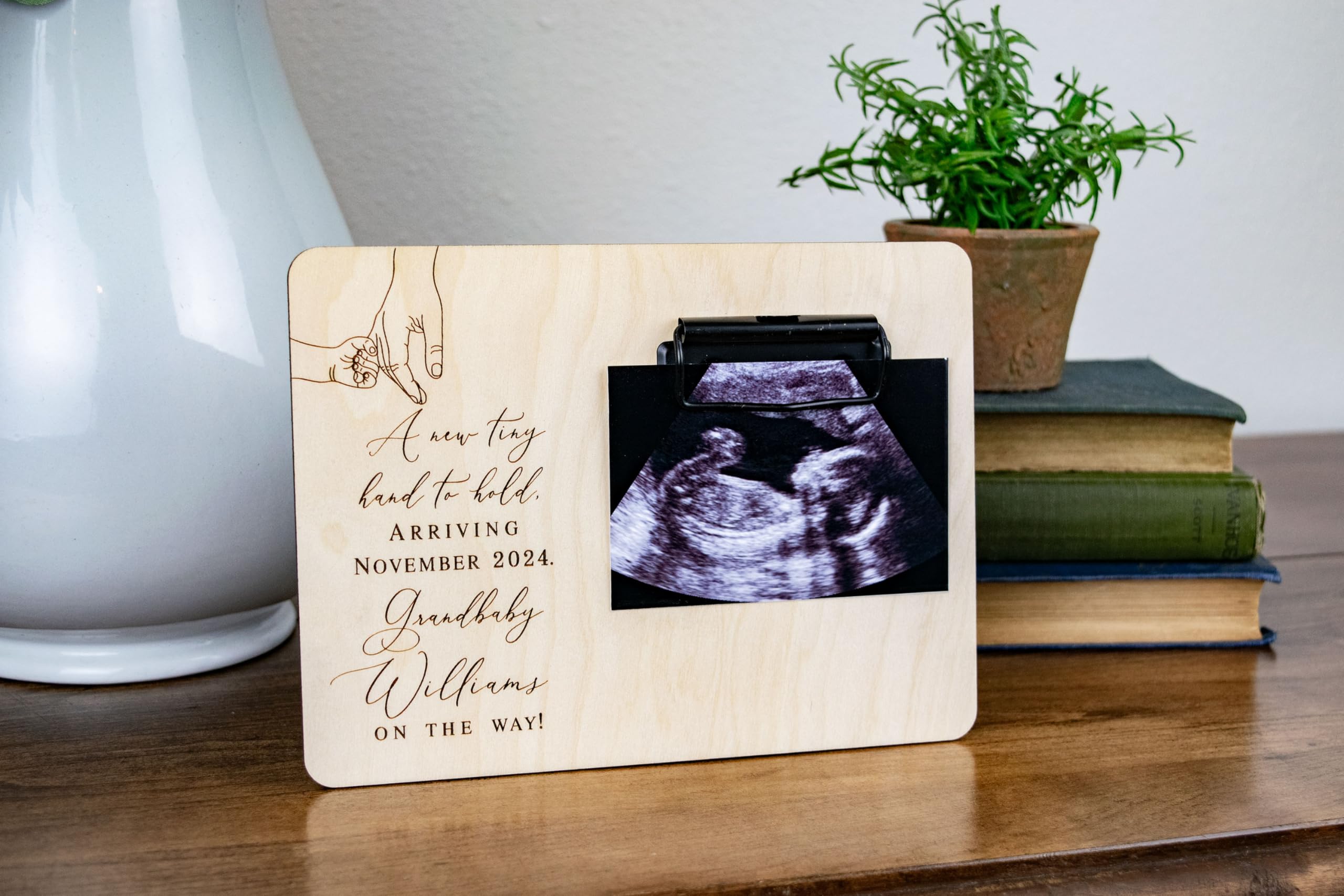 Personalized Grandbaby Announcement Picture Frame - Handmade Ultrasound Photo Frame for Grandparents, Pregnancy & Baby Announcement Gift, Holds 4