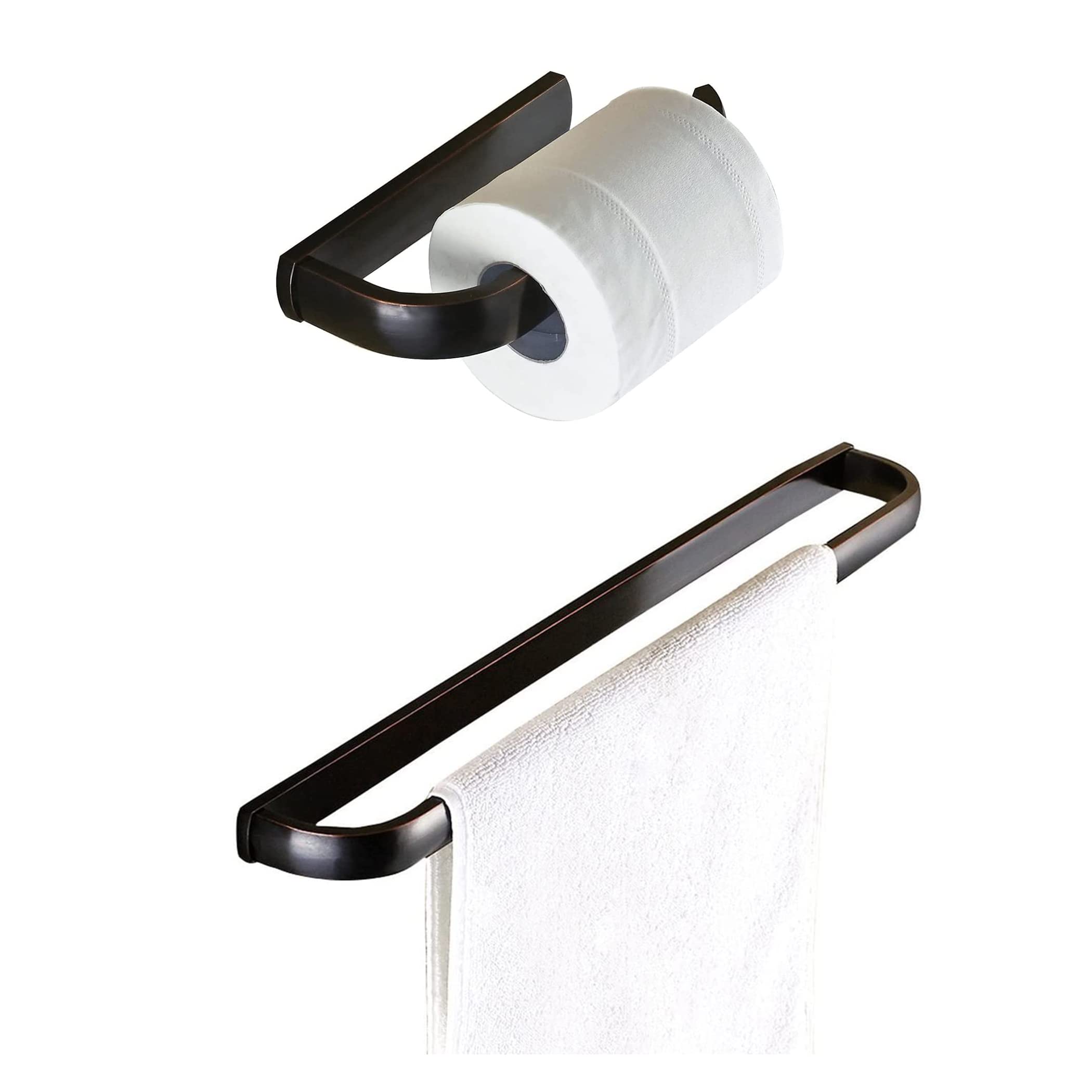 WINCASE 24 Inch Bronze Oil Rubbed Towel Bar & Toilet Paper Holder - Wall Mounted Bathroom Towel Rack with Screw Installation - Perfect for Modern Bathrooms, Powder Rooms & Spa Style Decor