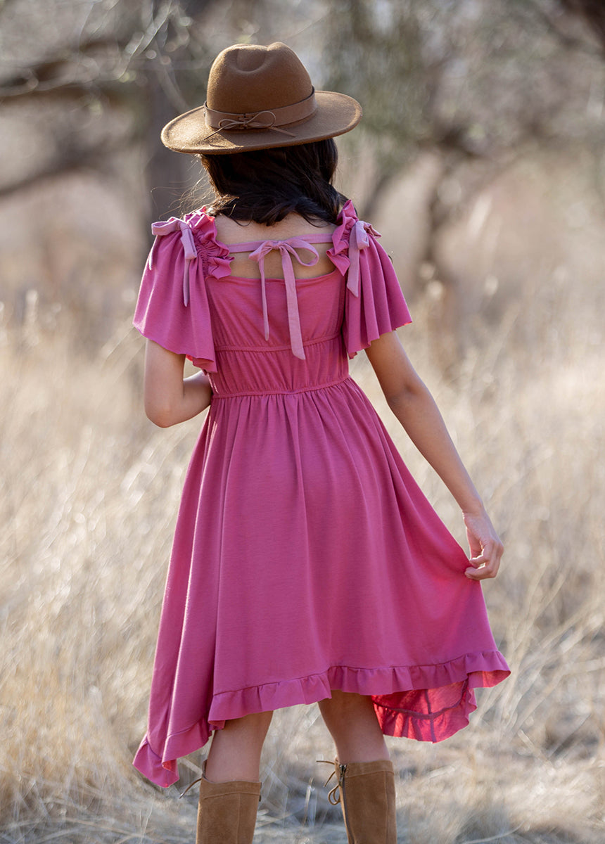 Franny Dress in Rosette - Elegant Floral Lace Midi Dress for Women | Perfect for Weddings, Parties & Special Occasions