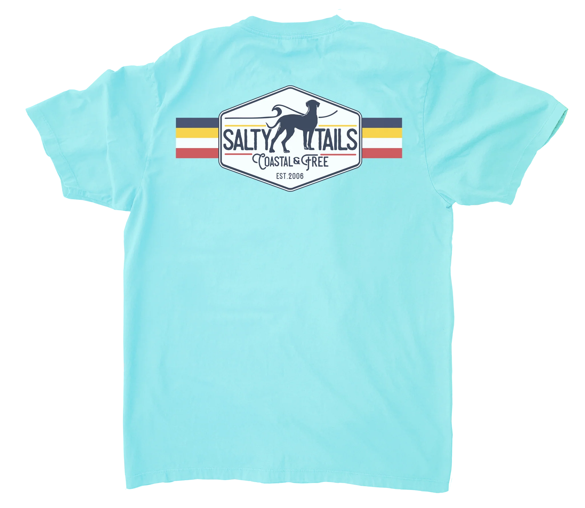 Salty Tails North Carolina Stripe Short Sleeve T-Shirt - Comfortable Casual Wear for Beach Outings & Summer Vacations